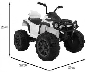 Moto 4 elétrica para crianças 12V 2x45W ATV Com Comando, com Rodas Espuma EVA, Assento couro ecológico, som Crianças Até 30Kg Branca