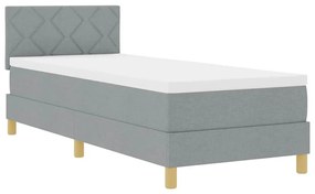 Cama Box Spring com Colchão &amp; LED Cinza Claro 80x200 cm Tecido