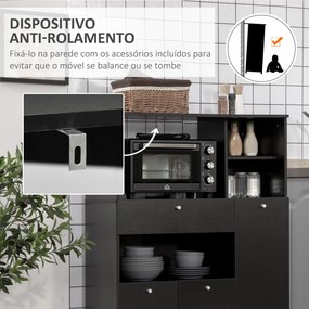 Aparador Auxiliar "Gourmet" de Cozinha - 90x40x120 cm - Preto - Design