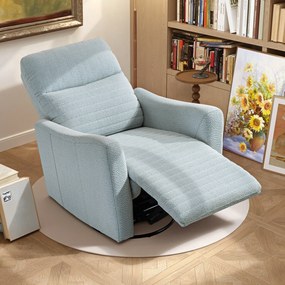 Poltrona reclinável, poltrona de relaxamento com apoio para os pés, giratória a 360°, reclinável, 82 x 90,5 x 101 cm, cinzento-azulado