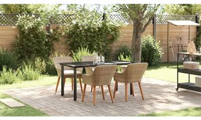 Conjunto de Jantar de 5 Peças pro Jardim em Rattan Sintético