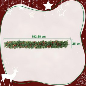Grinalda de Natal Artificial, 180 x 25 x 25 cm, 162 Ramos Densos, Verde