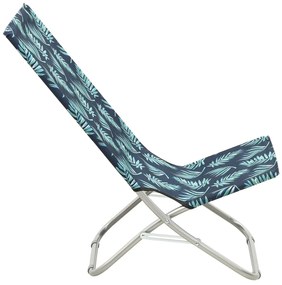 Cadeiras de praia dobráveis 2 pcs tecido padrão de folhas