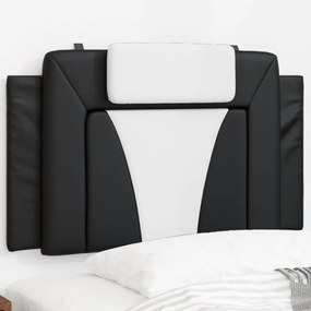 vidaXL Almofadão de cabeceira 90 cm couro artificial preto e branco