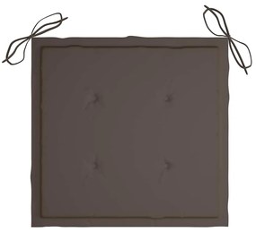 3 pcs conj. jantar dobrável exterior c/ almofadão teca maciça