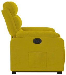 Poltrona reclinável elevatória elétrica veludo amarelo