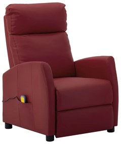 vidaXL Cadeira de massagens couro artificial vermelho tinto