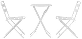 Conjunto Bistro Dobrável de 3 Peças Branco Aço