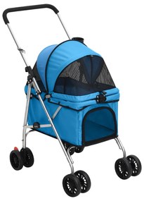 Carrinho dobrável para cães 76x50x100 cm tecido oxford azul