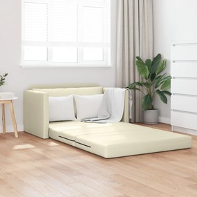 Sofá-camas 2-em-1 Creme 124x71x78 cm Couro Sintético