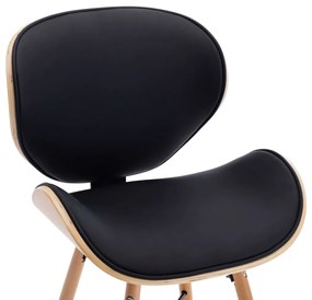 Cadeiras de jantar 2 pcs couro artificial preto madeira curvada