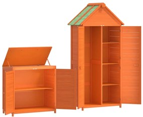2 pcs conj. abrigos p/ ferramentas jardim pinho maciço castanho