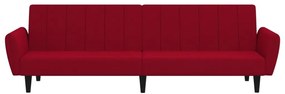 Sofá-cama de 2 lugares veludo vermelho tinto