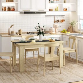 Mesa de jantar para 6 pessoas em madeira com acabamento natural e preto (CADEIRAS NÃO INCLUIDAS), 140 C x 90 L x 75 A cm natural, preto