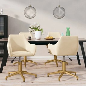 vidaXL Cadeiras de jantar giratórias 4 pcs veludo cor creme