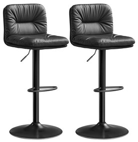Conjunto de 2 bancos de bar VASAGLE LJB094B01 com altura ajustável e capa de PU, cadeiras de cozinha giratórias 360° com encosto e apoio para os pés, pretas
