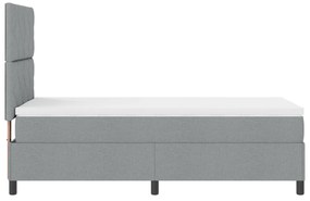 Cama Box Spring com Colchão Cinza Claro 100x200 cm Tecido
