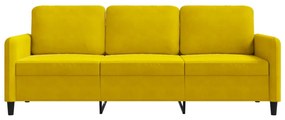 Sofá de 3 lugares 180 cm veludo amarelo