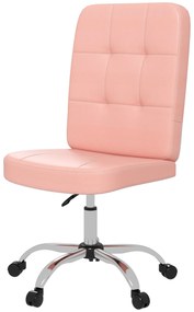 Vinsetto Cadeira de Escritório operativa Giratória de Couro Sintético com Altura Ajustável Moderno Carga 120 kg 45x59x100 cm Rosa | Aosom Portugal