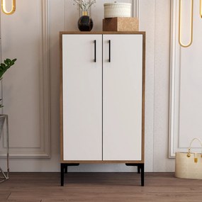 Sapateira Prag – Nogueira e Branco – 60 cm x 111 cm x 35 cm