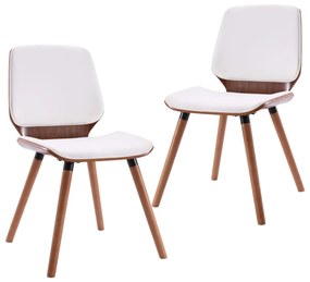 Cadeiras de jantar 2 pcs couro artificial branco - 302088