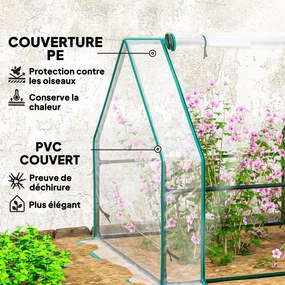 Mini-estufa de jardim em túnel 360 x 90 x 90 cm com 4 janelas com fecho de correr, aço, PE 140 g/m², proteção anti-UV, transparente