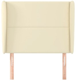Cabeceira cama c/ abas couro artificial 83x23x118/128 cm creme