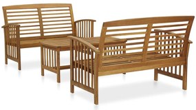 3 pcs conjunto lounge de jardim madeira de acácia maciça