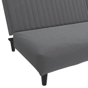 Sofá-cama de 2 lugares veludo cinzento-escuro