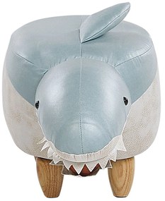 Tamborete em tecido azul e branco SHARK Beliani