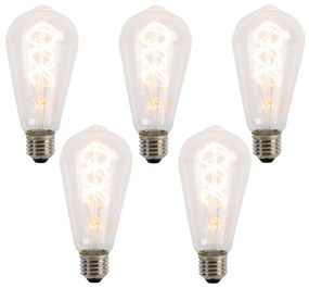 Conjunto de 5 Lâmpadas LED de Filamento Espiral E27 ST64 5W 400 lm 2200K