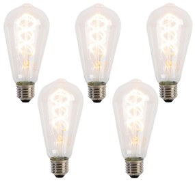 Conjunto de 5 lâmpadas LED E27 com filamento espiral ST64 5W 400 lm 2200K