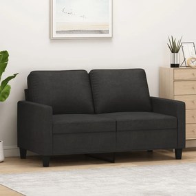 vidaXL Sofá de 2 lugares tecido 120 cm preto