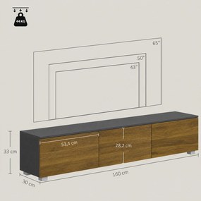 Móvel de TV Suspenso ou de Pé, 160 x 30 x 33 cm, Dupla Instalação, Cor Nogueira