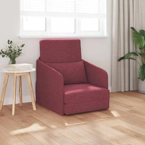 Sofá Cama de Chão 2-em-1 Vermelho Vinho 65x80x83 cm Tecido