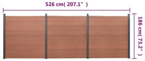 Conjunto de painéis de vedação 526x186 cm WPC castanho