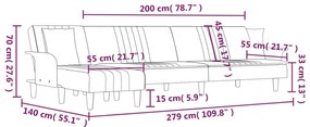 Sofá-cama em forma de L 279x140x70 cm tecido preto