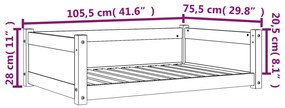 Cama para cães 105,5x75,5x28 cm madeira de pinho castanho mel