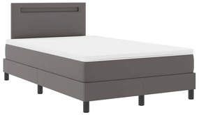 Cama Box com Colchão Cinza, 120 x 200 cm em Couro Sintético