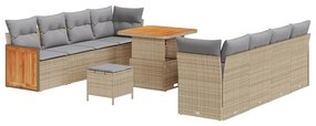 Conjunto de Sofás de Jardim vidaXL de 11 Peças com Almofadas Bege Vime