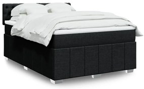 Cama com molas/colchão 160x200 cm tecido preto