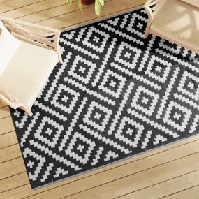 Tapete de exterior Ø160 cm ARAKIL PP Branco e Preto