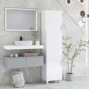 Armário alto de casa de banho, móvel de arrumação em coluna com 2 portas e prateleiras ajustáveis, 40 x 30 x 167,5 cm, branco
