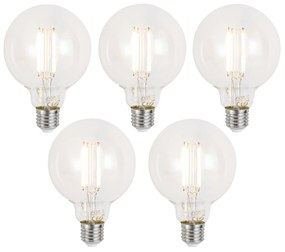 Conjunto de 5 lâmpadas LED E27 inteligentes reguláveis G95 transparentes 7W 806 lm 2700-6500K Zigbee