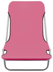 Espreguiçadeiras dobráveis 2 pcs aço e tecido rosa