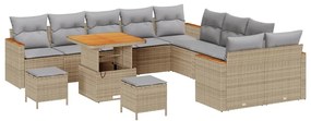 Conjunto de Sofás de Jardim vidaXL com Almofadas Bege Rattan Sintético
