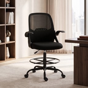Cadeira de Secretária Ergonómica, 65 x 59 x 124 cm, Altura Regulável, Preta