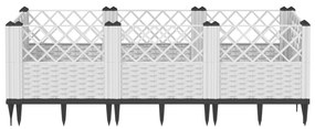 Vaso/floreira de jardim c/ estacas 123,5x43,5x43,5 cm PP branco