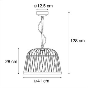 LED Candeeiro suspenso rústico inteligente rattan lâmpada Wifi G125 - CALAMUS Rústico