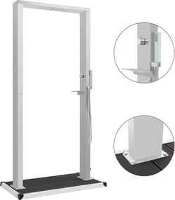 vidaXL Chuveiro para exterior com base WPC aço inoxidável